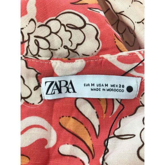 Zara Womens Midi Dress Strappy Size M Red Floral Sleeveless 2183/065 NWOT - Picture 8 of 10